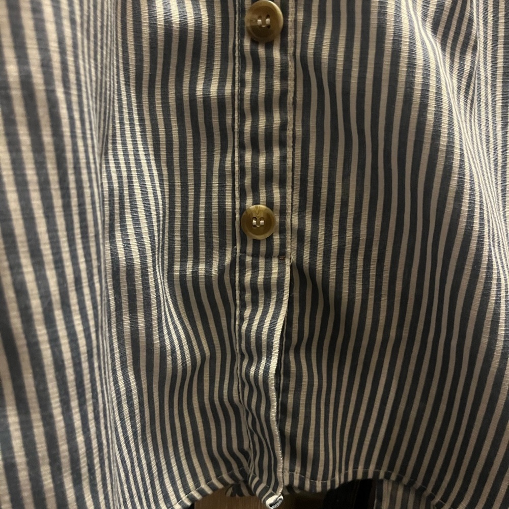 E & M Navy Striped Button-Front and Back Blouse - Picture 9 of 9